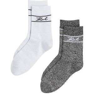 KARL LAGERFELD - k/signature - Lurex Sokken - Crème/Zwart