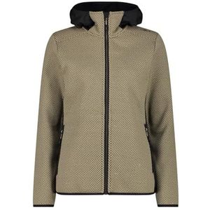 CMP - Knit Tech fleecejack voor dames met vaste capuchon, sesam-antraciet, 44