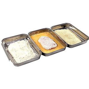 APS paneerstation, 3-delig - professionele paneer set bestaande uit 3 koppelbare roestvrijstalen schalen (18 x 15,5 cm elk) / ruimtebesparend stapelbaar/vaatwasmachinebestendig