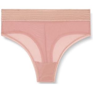 Triumph Dames Tempting Sheer Highwaist String Briefs, Toasted Almond, XS