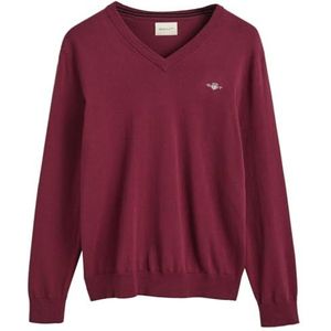 GANT Klassieke katoenen V-hals, bordeauxrood (wine red), S