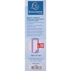 Exacompta - ref. 5388E - Set van 10 zelfklevende etiketten voor ordners met hefboom - rug 80 mm - Etiketformaat: breedte 5,8 x dikte 0,4 x hoogte 24,3 cm - kleur wit