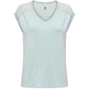 Top - V-Hals - Korte Mouwen - Kanten Detail - Regular Fit