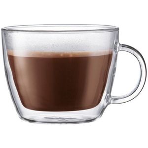 Bodum Bistro Double Wall Cafe Latte Cup, borosilicaatglas - 0,45 L/15 Oz, transparant, Pack van 2