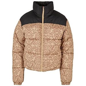 Urban Classics Damen Jacke Ladies AOP Retro Puffer Jacket unionbeigedamast XL