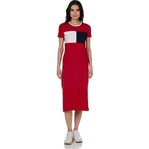 Tommy Hilfiger Dames vlag Midi T-shirt jurk, Scharlaken Midi, XL