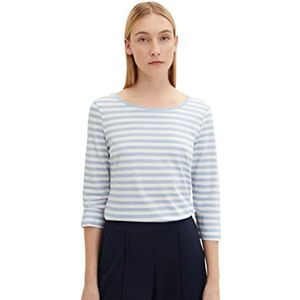 TOM TAILOR Dames T-shirt 1037141, 29688 - Blue Offwhite Stripe, XXS