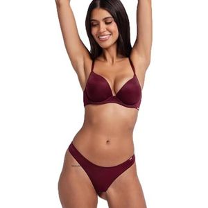DORINA Origins-Shimmer Mesh-Plunge Origins Push-Up Beha - beugels, gevormde cups, pailletten-mesh-stof, rood, Rood, 70B