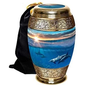 Crematorium-urn voor oceaan en dolfijnen, crematie-urnen voor volwassen as, urnen voor as, crematie-urnen voor menselijke as