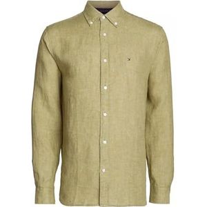 Tommy Hilfiger Mannen Pigment Geverfd Li Solid Rf Shirt Casual Shirts, Groen, L, FADED OLIVE, L