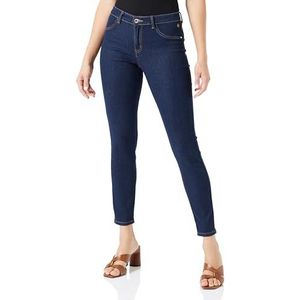 Cream Dames Jeggings Jeans Cropped Length Skinny Fit Midrise Waist Denim Dames, Eclipse Blue Denim, 34