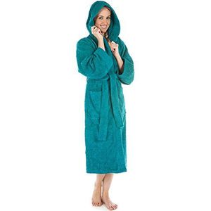 CelinaTex S-XXXL Badjas met capuchon, effen, lang, opgestikte zakken, uniseks, warm, badstof, katoen, Oeko-Tex Montana