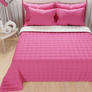 PETTI Artigiani Italiani - Quilt voor Frans bed, licht dekbed, dubbelzijdig, gewatteerd sprei, licht zomerdekbed, fuchsia-wit