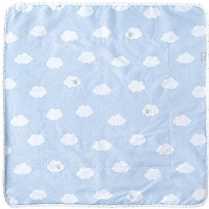 Roba Babydeken 'Kleine Wolke blauw', deken om te knuffelen, kruipen en spelen, 2 zijden, 2 functies: 1 x super zacht, warm en pluizig, 1 x 100% katoen