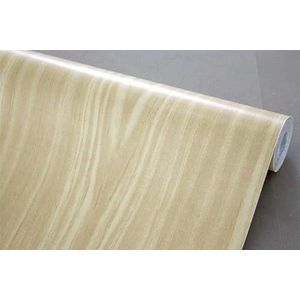 BUVU Plakfolie, meubelfolie, lichtbruin, houtlook, zelfklevende folie, houtbehang, 45 cm x 300 cm, lichtbruin, vintage, strepen, folie, waterdicht, wandbehang voor meubels, muren, kasten, keuken,