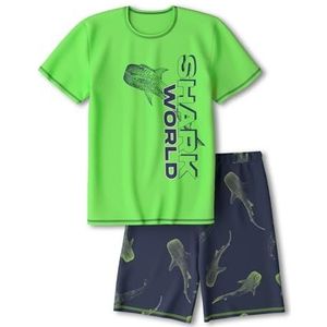Calida Kids Shark pyjama kort lichtgroen, maat 128-134, bright green, 128-134