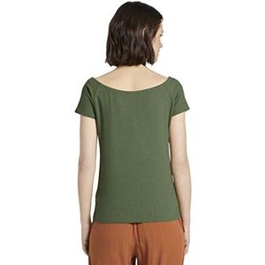 TOM TAILOR Denim Dames Schoudervrij Carmen T-shirt 1018461, 22517 - Olive Green, L