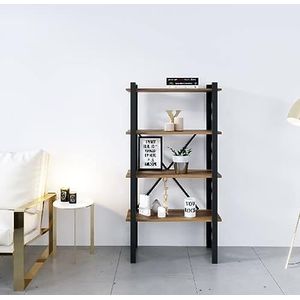 Homemania BSHELF-05 boekenkast, wandrek, kantoor, woonkamer, zwart van metaal, hout, 70 x 35 x 150 cm