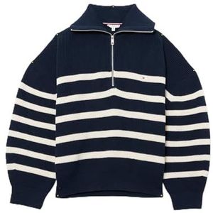 Tommy Hilfiger Dames CRV CO Cardi Stitch 1/2 Zip SWT WW0WW44249 Half Zip Trui, Desert Sky/Ivory Petal Streep, 46, Blauw (Desert Sky/Ivory Petal Streep), 72 NL