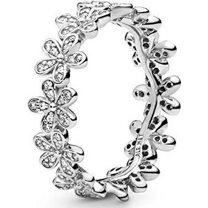 Pandora Damesring glanzend madeliefjesband 925 zilver zirkonia wit - 190934CZ, 58 (18.0), zilver, Zirkonia