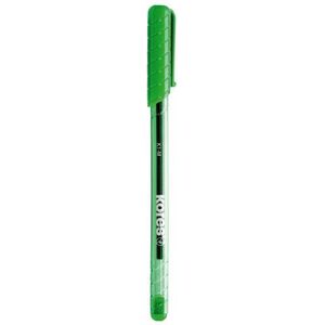 Kores - K1: groene balpen, medium punt 1 mm, anti-pen inkt voor zacht schrijven, ergonomische driehoekige vorm, school- en kantoorbenodigdheden, 12 stuks