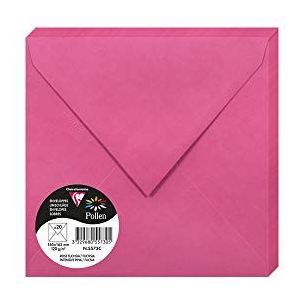 Clairefontaine 5573C enveloppen, rubber, vierkant, 16,5 x 16,5 cm, 120 g/m², kleur: roze, fuchsia, uitnodigingen voor evenementen en brieven, collectie pollen, premium papier, glad