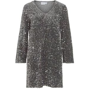 Vifaith V-hals L/S Sequin Dress/Vol, zilver, S