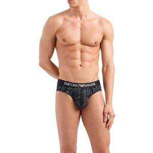 Emporio Armani Heren All Over Logo Slip, Nero Stampa Perla, M