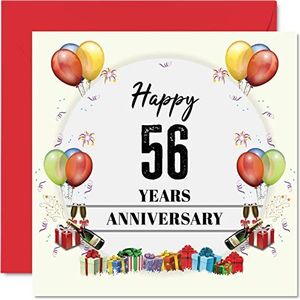 56e verjaardagskaart voor echtgenoot vrouw - jubileumfeest - Happy 56th Wedding Anniversary Card voor Partner, 145 mm x 145 mm wenskaarten voor zesenvijftigste jubilea