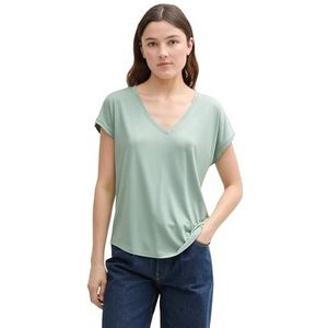 TOM TAILOR Denim Dames Loose Fit T-shirt met V-hals, 13632 - Fresh Mint Green, M