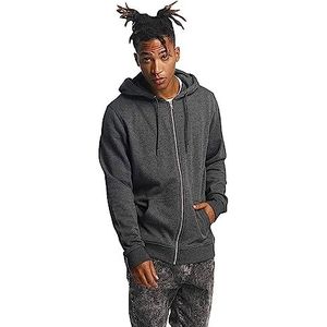 Urban Classics Heren sweatshirtjack Basic Zip Hoody effen, sweatshirt met capuchon in vele kleuren, maat S tot XXL, grijs (charcoal 91), S