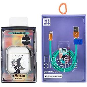 Set Airpods zilver maan + USB-datakabel Lightning Flower Dreams
