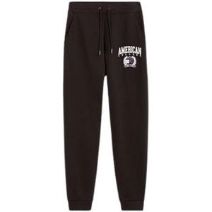 American College lange sportbroek voor dames en heren, maat S, model AC16, 100% katoen, Zwart, S