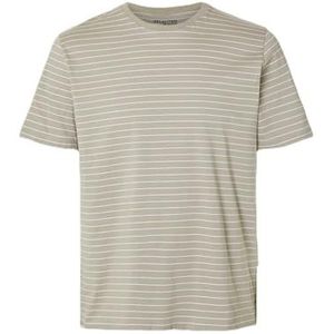 SELETED HOMME Slhaspen Stripe Ss O-Neck Tee Noos T-shirt voor heren, Vetiver/Stripes: cloud Dancer, XL