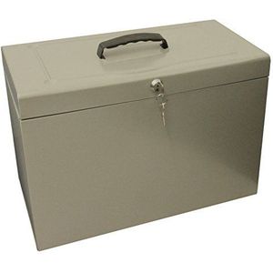 Opbergbox/hangmappenbox (van metaal, formaat Foolscap ca. 33 x 43 cm) grijs