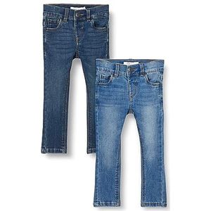 NAME IT NMFPOLLY Skinny Jeans 9214-IC 2P PB, donkerblauw denim/pak: met middenblauwe spijkerbroek, 92 cm