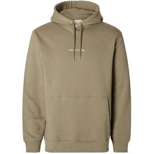 SELETED HOMME SLHHANKIE Logo Hood Sweat NOOS, Hoodie Heren, Vetiver., L