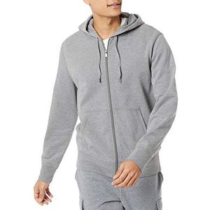 Amazon Essentials Men's Lichtgewicht sweatshirt met capuchon van Franse badstof met volledige ritssluiting, Houtskoolzwart, XXL