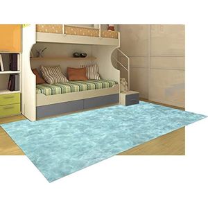 PVC vinyl tapijt, digitaal, voor woonkamer, keuken, woonkamer, entree, badkamer of slaapkamer, met PVC-bodem, antislip, wasbaar, blauw, turquoise