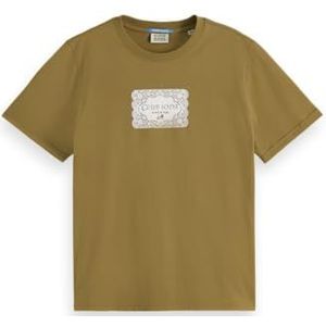Scotch & Soda Chest Artwork Regular T-shirt, Washed Military 335, L