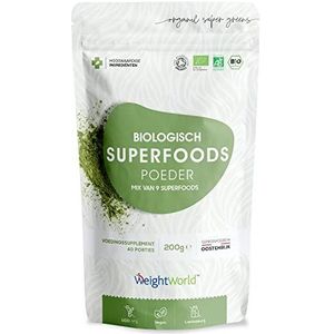 Biologisch Superfood Smoothie Poeder - 200 g mix van 9 superfoods - Voor een groene smoothie of shake - Met maca poeder, lijnzaadpoeder en chlorella - Geproduceerd in Oostenrijk