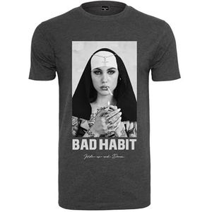 Mister Tee Heren T-shirt Bad Habit Tee, T-shirt met fotoprint voor mannen, regular fit, katoen, maten XS - 5XL, antraciet, 3XL