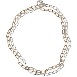 Urban Classics Unisex halsketting bicolor layer necklace, modesieraad ketting in zilver/goud voor mannen en vrouwen met ring hanger, lengte 47 cm, Eén maat, Metaal, Geen edelsteen