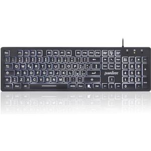 Perixx PERIBOARD-317 toetsenbord met achtergrondverlichting, led, wit, USB, bedraad, full-size, grote letters, Italiaanse QWERTY-lay-out