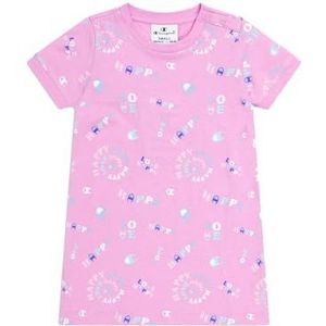 Champion Legacy Icons TD Allover Graphics S/S casual jurk, all-purpose roze, 12 maanden meisjes 0-24 SS24, Roze Cyclamino, 12 Maanden