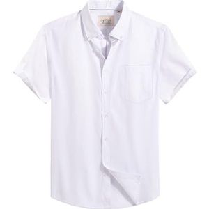 Alimens & Gentle Twilled Texture Bussiness herenoverhemd met korte mouwen, regular fit, A-wit, M