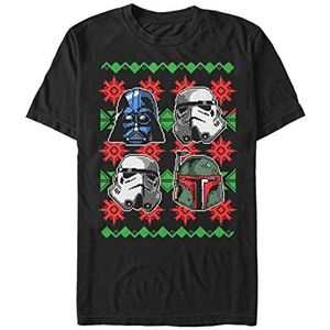 Star Wars Uniseks Holiday Faces Organic T-shirt met korte mouwen, zwart, L