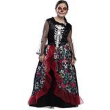Boland - Kinderkostuum doodshoofd, lange jurk met skeletmotief, skelet, bekleding, Halloween, carnaval, themafeest