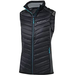 Black Crevice Hybride damesvest, sportvest in verschillende kleuren en maten, outdoor-vest voor dames, isolerend en ademend damesvest met opstaande kraag, mouwloos vest, zwart, 36