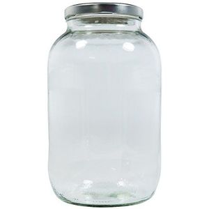 Mikken XL weckpot 3400 ml met schroefdop zilveren voorraadpot glas met etiket